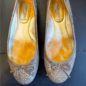 Jimmy Choo Rhinestone Silver Gray flats size 37.5